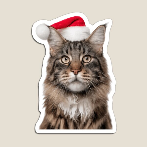 Item preview, Maine Coon cat with Christmas Hat – Festive Maine Coon cat Xmas Design designed and sold by LazyOwlStore.