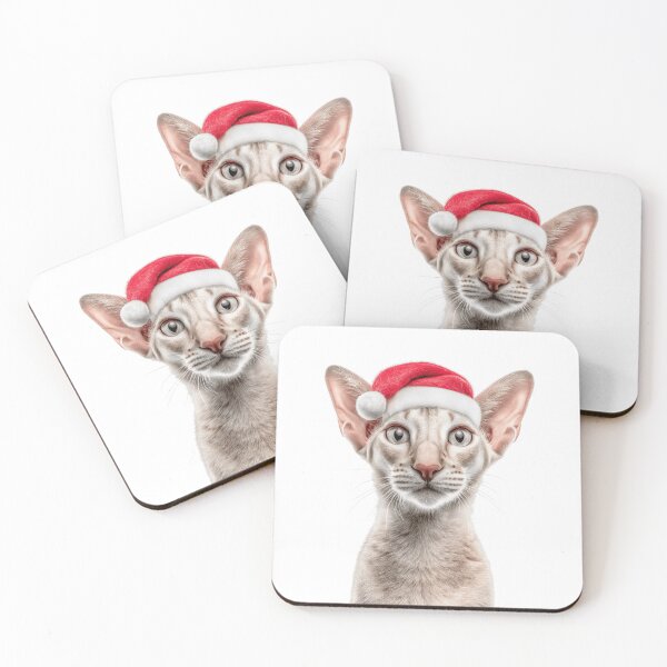 Artikelvorschau, Orientalisch Kurzhaar Katze mit Weihnachtsmütze – Festliches Orientalisch Kurzhaar Katze Weihnachtsdesign entworfen und verkauft von LazyOwlStore.