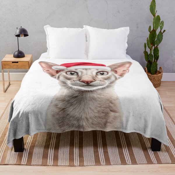 Artikelvorschau, Orientalisch Kurzhaar Katze mit Weihnachtsmütze – Festliches Orientalisch Kurzhaar Katze Weihnachtsdesign entworfen und verkauft von LazyOwlStore.