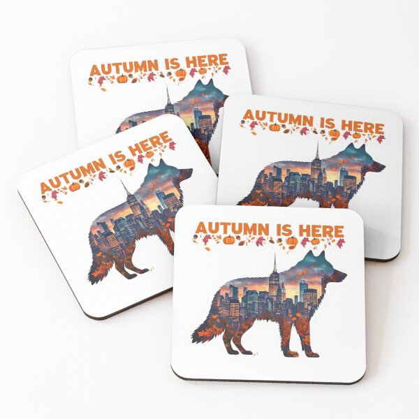 Item preview, Autumn Wolf Sticker Filled with New York City Skyline designed and sold by Imaginarium of Chaos falcon88 .