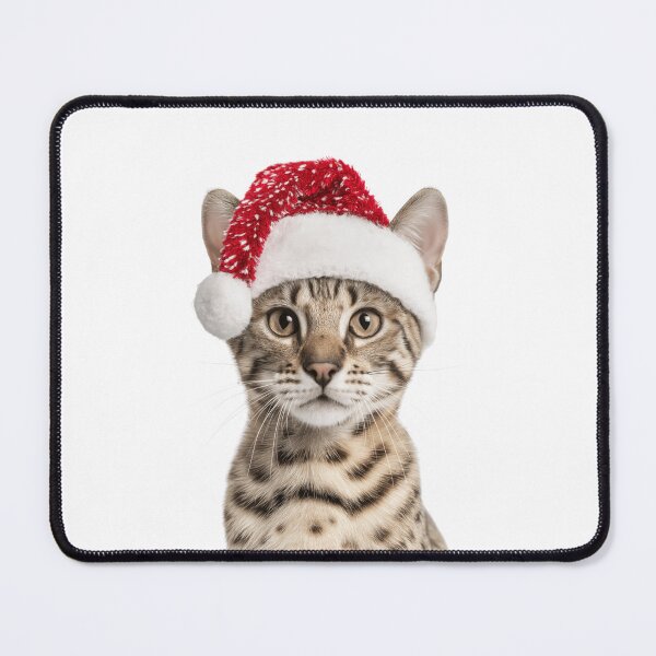 Item preview, Savannah cat with Christmas Hat – Festive Savannah cat Xmas Design designed and sold by LazyOwlStore.