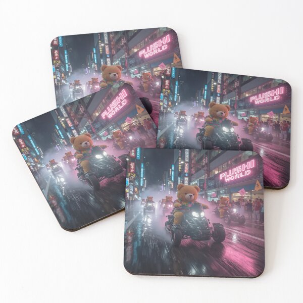 Item preview, Plushi Gang – Badass Teddy Bears on Quads in Neon Cyberpunk City designed and sold by PLUSHIWORLDtm.