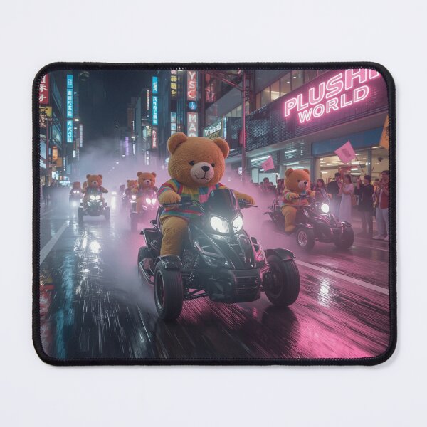 Item preview, Plushi Gang – Badass Teddy Bears on Quads in Neon Cyberpunk City designed and sold by PLUSHIWORLDtm.