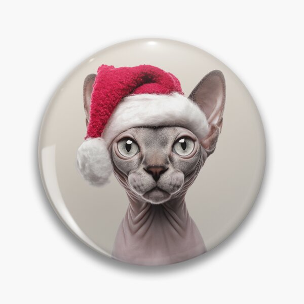Aperçu de l'œuvre Chat Sphynx avec chapeau de Noël – Motif festif de Noël créée et vendue par LazyOwlStore.
