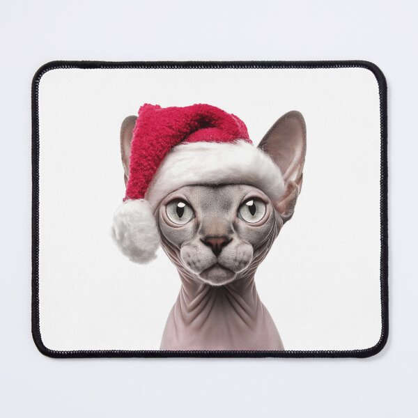 Item preview, Sphynx cat with Christmas Hat – Festive Sphynx cat Xmas Design designed and sold by LazyOwlStore.