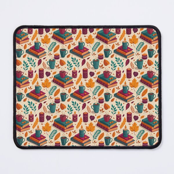 Item preview, A warm cozy autumnal pattern of leaves and books designed and sold by Merrylands Artshop.
