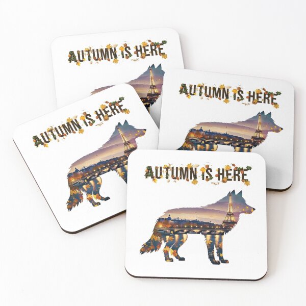 Item preview, Autumn Wolf Sticker Filled with Paris Cityscape designed and sold by Imaginarium of Chaos falcon88 .