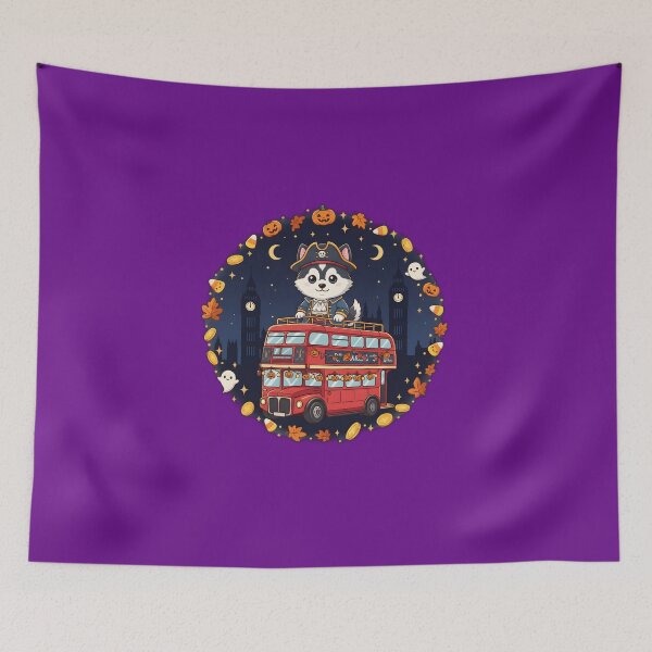 Item preview, Kawaii Husky Pirate on London Bus – Halloween Cute Dog designed and sold by FixwellStudio.