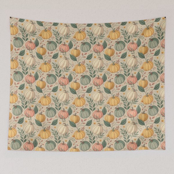 Item preview, A warm and cozy design of pumpkins and leaves for autumn designed and sold by Merrylands Artshop.