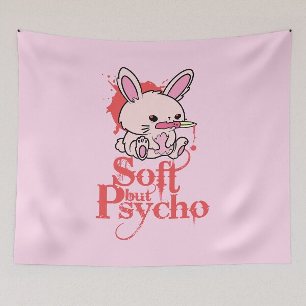 Item preview, Soft but Psycho Cute Bunny with Knife designed and sold by chillaxcats.