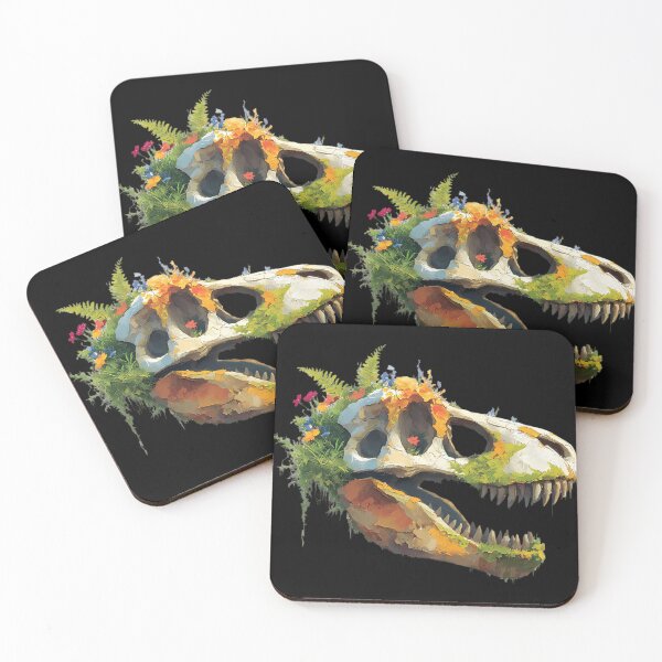 Item preview, 96 Dinosaur Skull Floral Painting Vibrant Botanical Fossil Illustration designed and sold by JuliaHarrion.