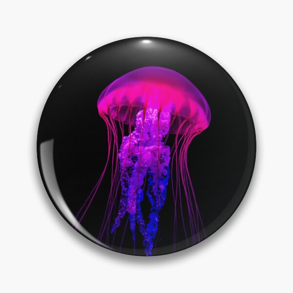 Item preview, Bioluminescent Jellyfish Macro – Vibrant Magenta, Purple, and Blue Ocean Photography designed and sold by PixelVibe782.