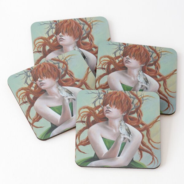 Item preview, red-haired woman and nightingale designed and sold by Arctia.