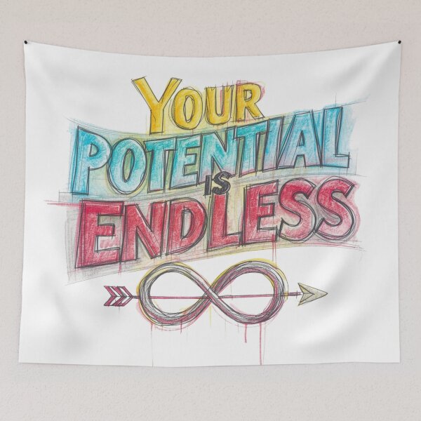 Item preview, Your Potential is Endless Motivational Quote | Positive Mindset Typography Design designed and sold by WovennDesigns.