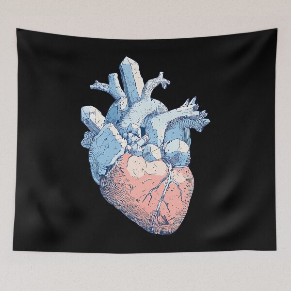 Item preview,   Anatomical Heart Crystal Detailed Anatomical Line Art In Blue And Coral designed and sold by PoppyvbnFox.