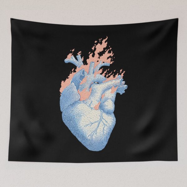 Item preview,  Anatomical Heart Flame Blue Engraved Illustration designed and sold by PoppyvbnFox.