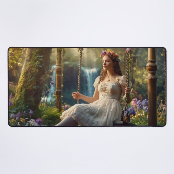 Artikelvorschau, Romantic Lady on Swing in the Wild Meadow Garden entworfen und verkauft von BlareBlare.