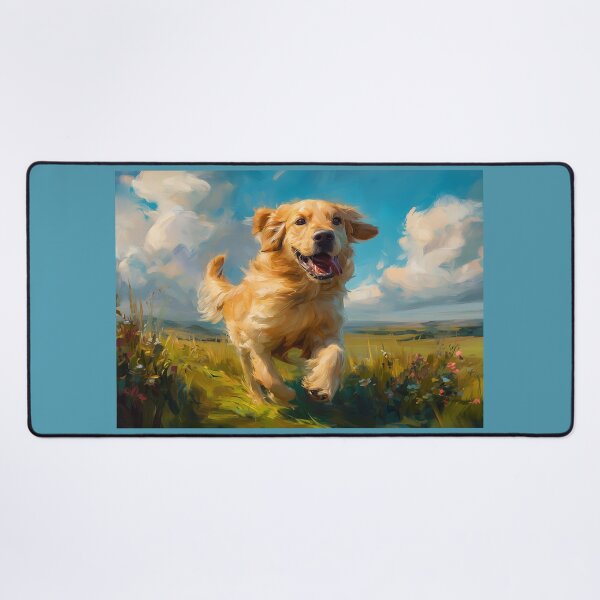 Item preview, Golden Retriever Running in Field Painting designed and sold by PetsArt.