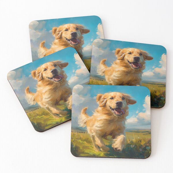 Item preview, Golden Retriever Running in Field Painting designed and sold by PetsArt.