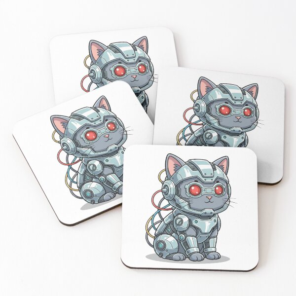 Item preview, Cute Cyberpunk Robot Cat Illustration designed and sold by sanjustudio.