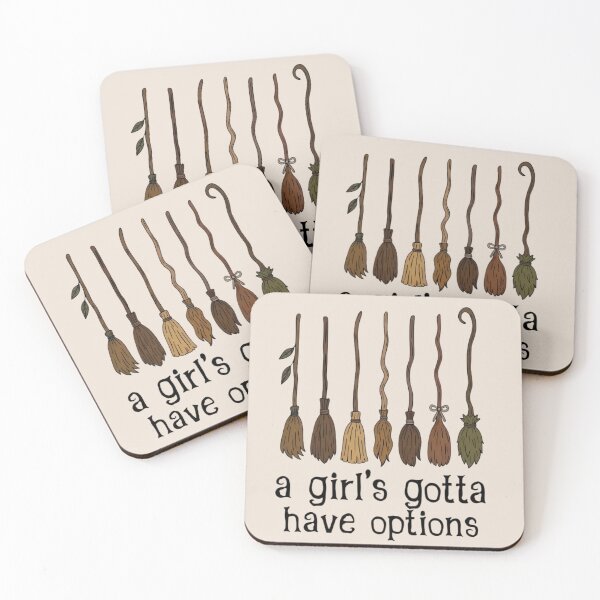Item preview, A Girl Gotta Have Options Witch Brooms, Broen Coquette Girly Halloween, Cute Preppy Witch, Sparkle Retro Witchy Art Board Print designed and sold by wesdesignshop.