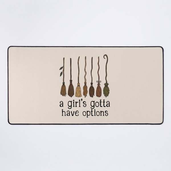 Item preview, A Girl Gotta Have Options Witch Brooms, Broen Coquette Girly Halloween, Cute Preppy Witch, Sparkle Retro Witchy Art Board Print designed and sold by wesdesignshop.