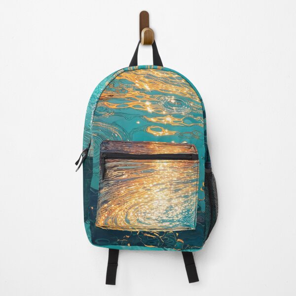 Item preview, Abstract Aqua Waves with Golden Sunlight Reflections designed and sold by Jirka Svetlik, Studio Illuvision.