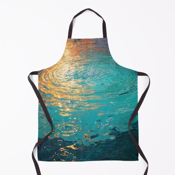 Item preview, Abstract Aqua Waves with Golden Sunlight Reflections designed and sold by Jirka Svetlik, Studio Illuvision.