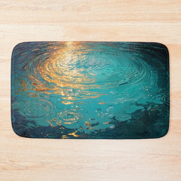 Item preview, Abstract Aqua Waves with Golden Sunlight Reflections designed and sold by Jirka Svetlik, Studio Illuvision.