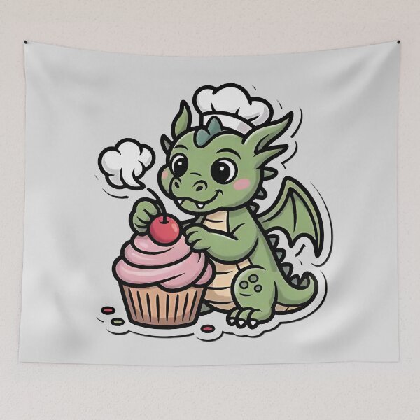 Item preview, Cute Dragon Baker with a Cupcake designed and sold by Mr-wow.