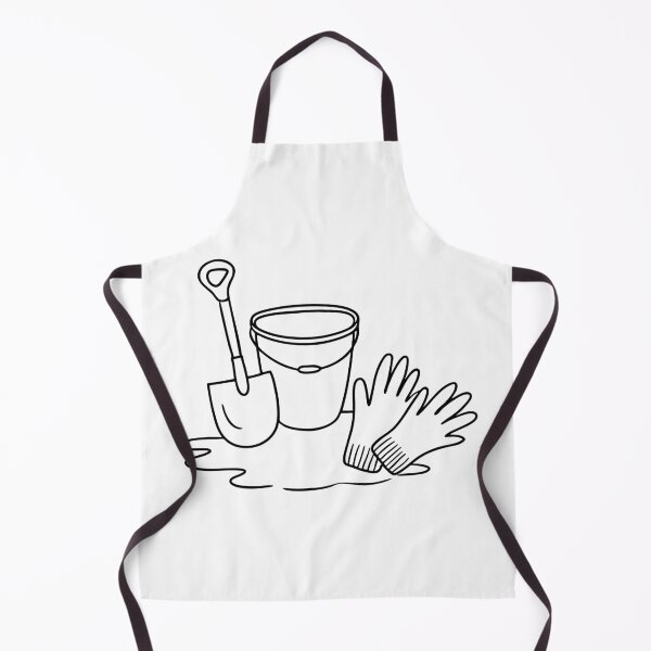Item preview, A pair of gloves placed next to a shovel and bucket on the ground designed and sold by rasagamastore.