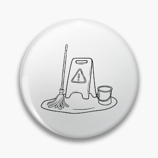 Item preview, A caution sign placed beside a slippery floor while a janitor mop designed and sold by rasagamastore.