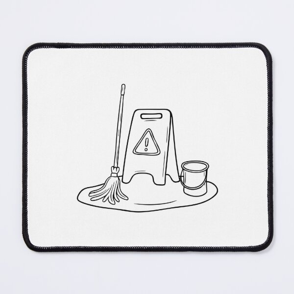 Item preview, A caution sign placed beside a slippery floor while a janitor mop designed and sold by rasagamastore.