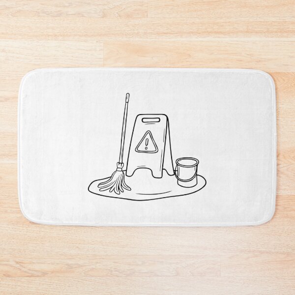 Item preview, A caution sign placed beside a slippery floor while a janitor mop designed and sold by rasagamastore.