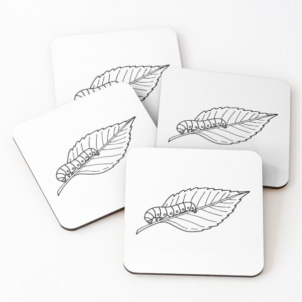 Item preview, A silkworm crawling slowly across a mulberry leaf designed and sold by rasagamastore.