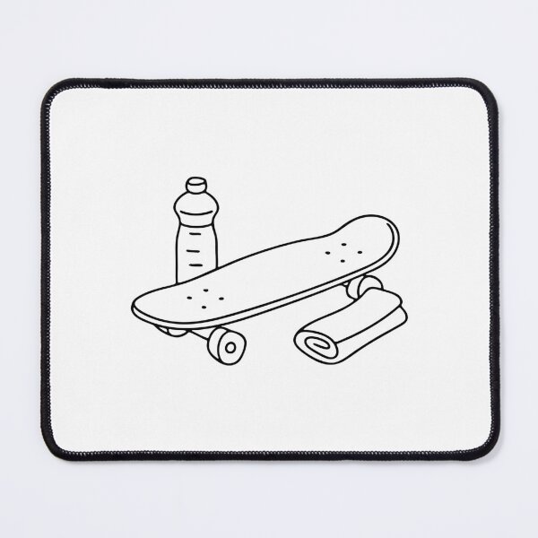 Item preview, A skateboard lying beside a water bottle and towel designed and sold by rasagamastore.