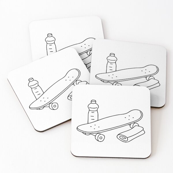 Item preview, A skateboard lying beside a water bottle and towel designed and sold by rasagamastore.