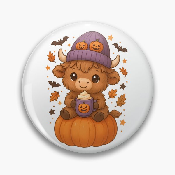 Item preview, Cute Highland Cow Halloween Pumpkin Fall Aesthetic – Kawaii Autumn Design designed and sold by Sixtinebzh.