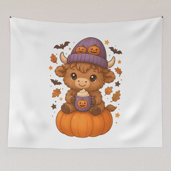 Item preview, Cute Highland Cow Halloween Pumpkin Fall Aesthetic – Kawaii Autumn Design designed and sold by Sixtinebzh.