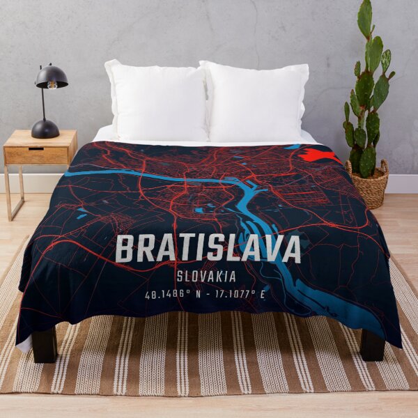 Item preview, Bratislava Red & Blue Minimalist Map designed and sold by HomeLivingCo.