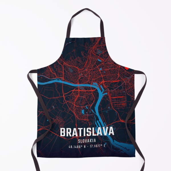 Item preview, Bratislava Red & Blue Minimalist Map designed and sold by HomeLivingCo.