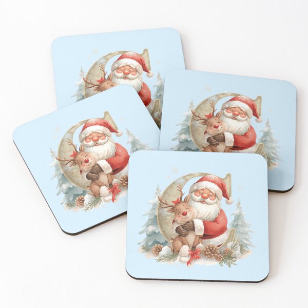 Item preview, Copy of Cute Santa & Reindeer Monogram Letter A – Cozy Christmas Holiday Design for Gifts & Decor designed and sold by AmenAlways.