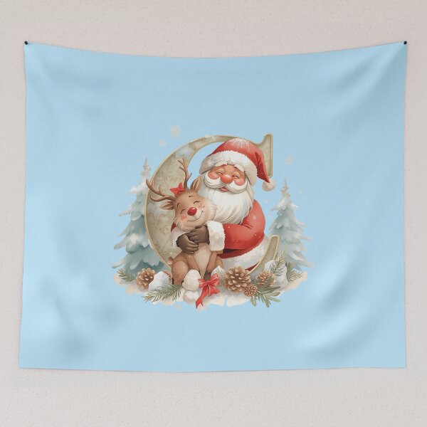 Item preview, Copy of Cute Santa & Reindeer Monogram Letter A – Cozy Christmas Holiday Design for Gifts & Decor designed and sold by AmenAlways.