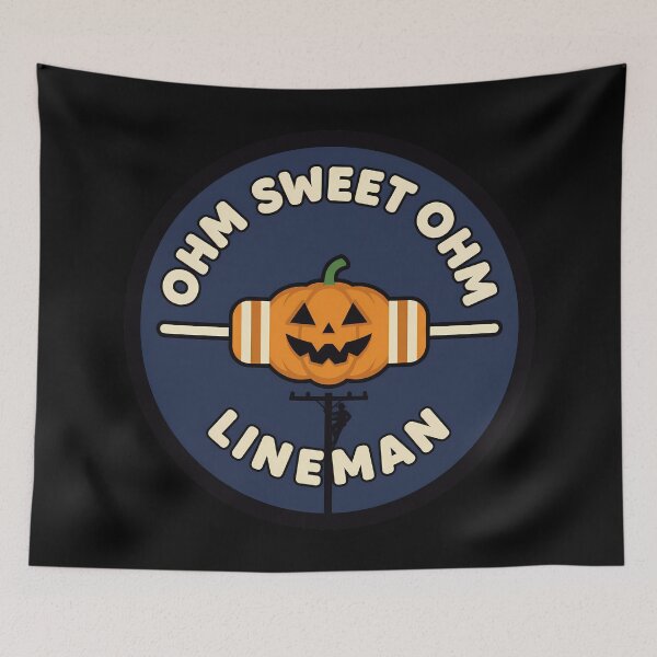Item preview, Ohm Sweet Ohm – Funny Halloween Lineman Pumpkin Design (1) designed and sold by InkoraLab.