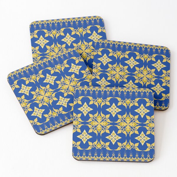 Item preview, Royal Blue Gold Thai Ornamental Pattern Design designed and sold by KiratiTra Designs.