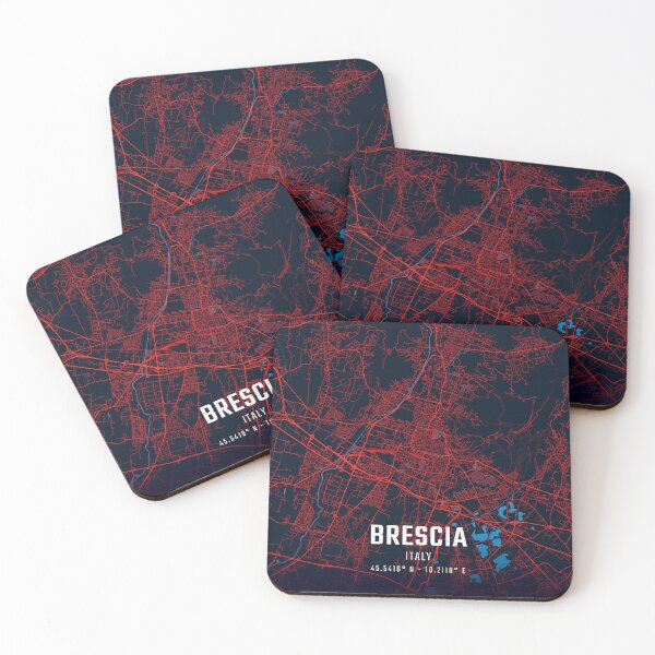 Item preview, Brescia Red & Blue Minimalist Map designed and sold by HomeLivingCo.