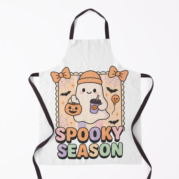 Aperçu de l'œuvre Fantôme mignon de la saison effrayante avec citrouille et boisson – Esthétique Halloween kawaii créée et vendue par Sixtinebzh.