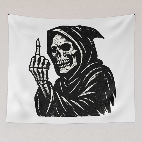 Item preview, Grim Reaper Grunge Skull Dark Gothic Brush Art designed and sold by kaleevfidonea.