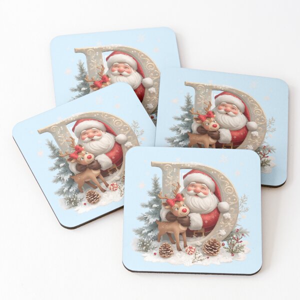 Item preview, Santa & Reindeer Monogram Letter D – Whimsical Christmas Holiday Alphabet Design designed and sold by AmenAlways.