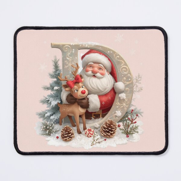 Item preview, Santa & Reindeer Monogram Letter D – Whimsical Christmas Holiday Alphabet Design designed and sold by AmenAlways.